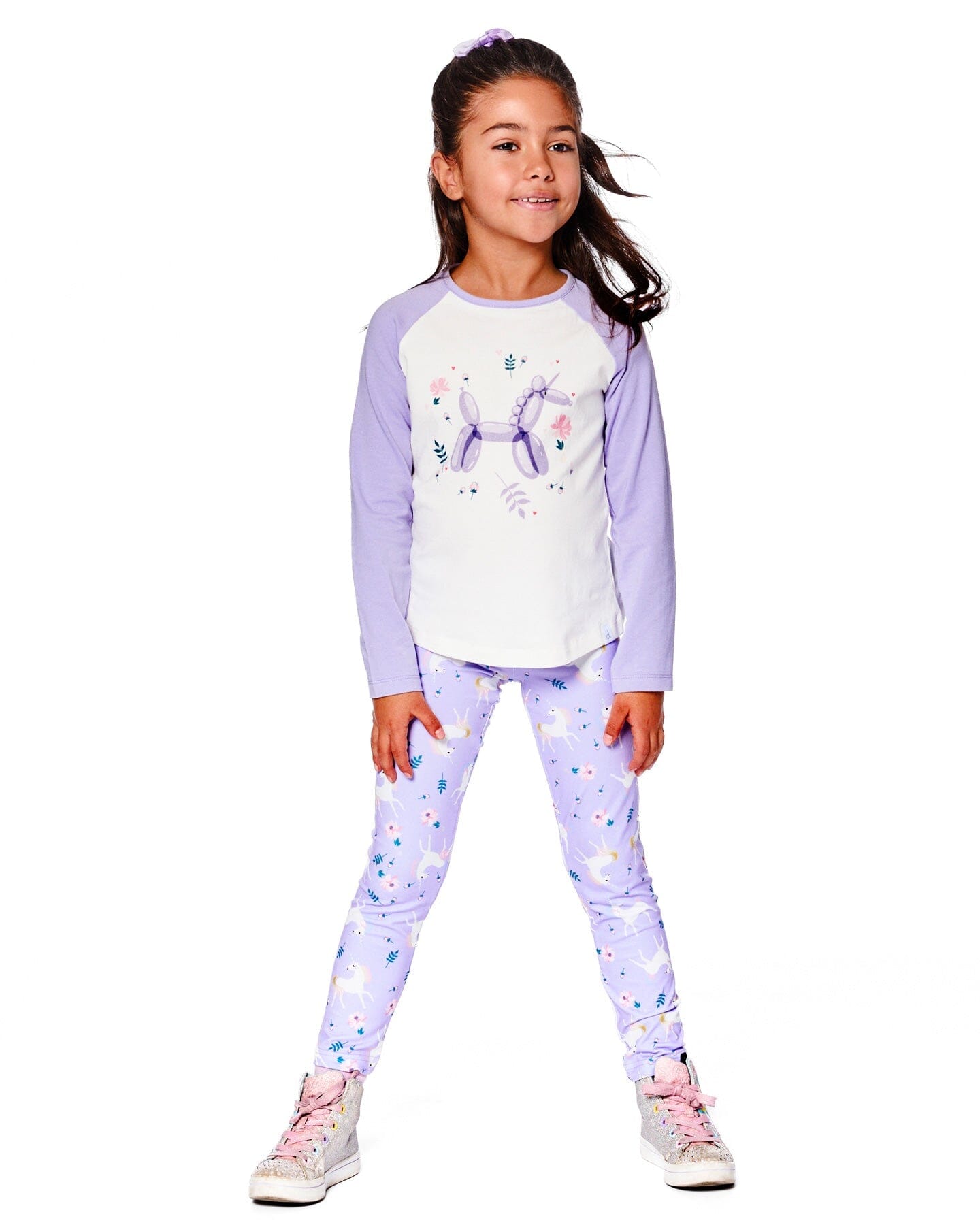 Stretch Jersey Leggings Lilac Unicorn Print