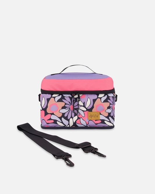 Lunch Box Black Retro Flower Print