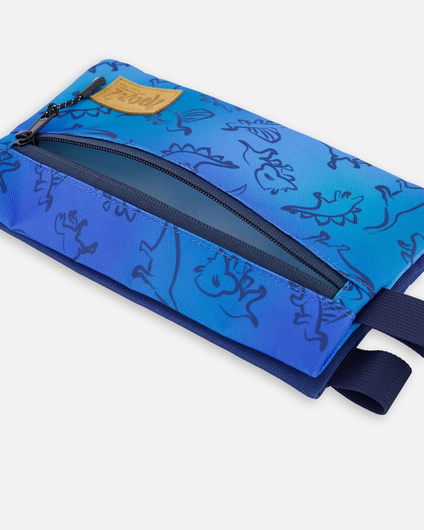 Double Pencil Case Blue Gradient Dinosaur Print