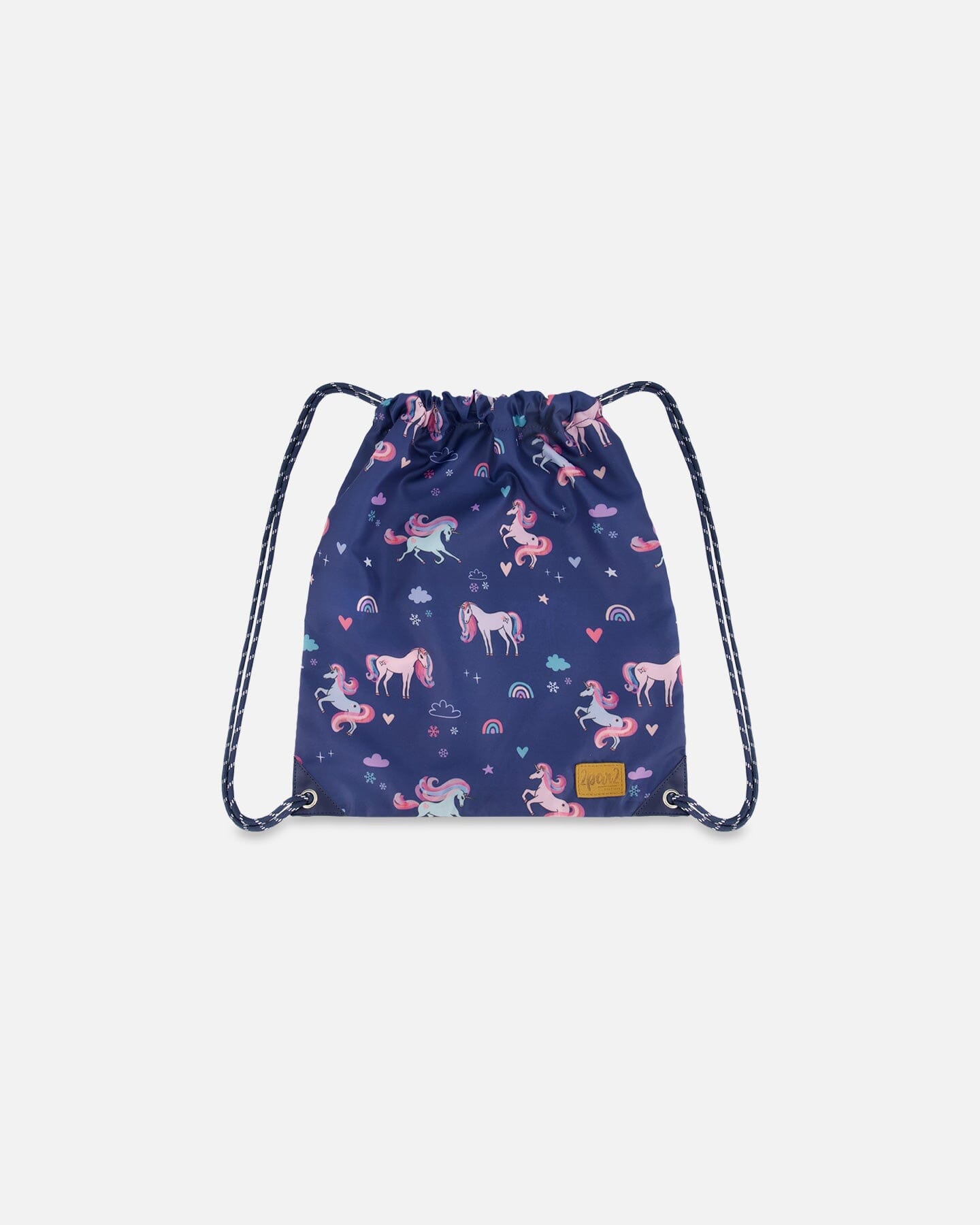 Drawstring Bag Navy Unicorn Print