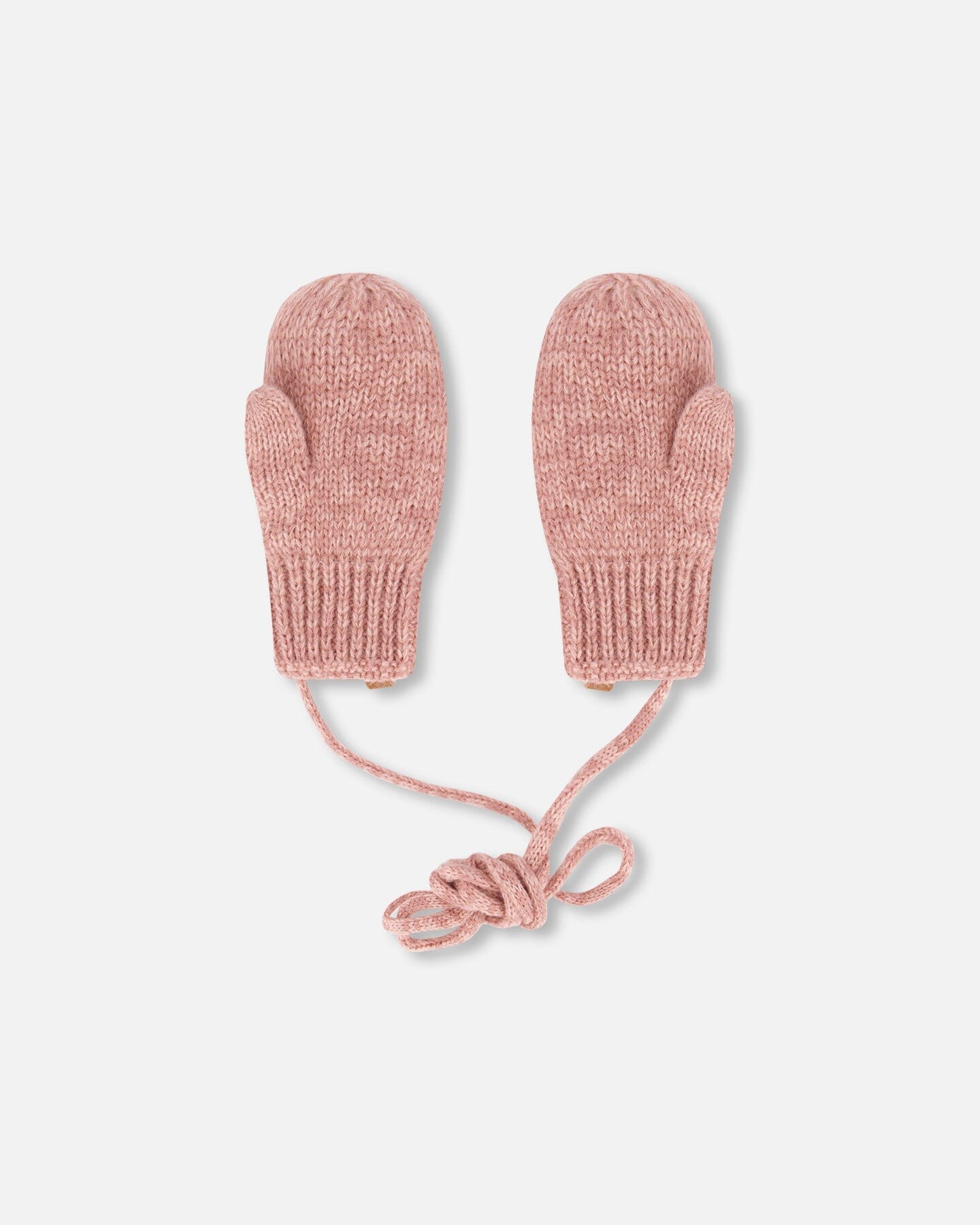 Baby Knit Mittens With String Dusty Pink