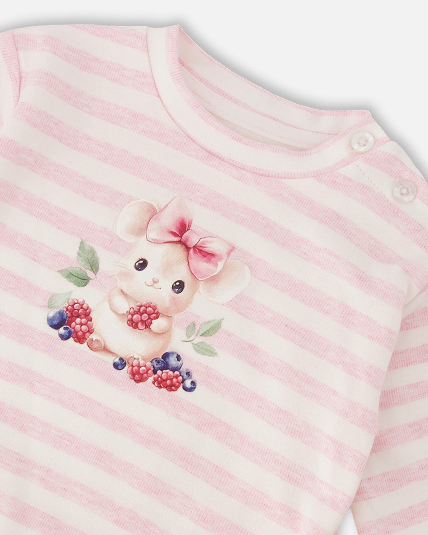 Cotton Jersey Top And Pants Set White And Pink Stripes