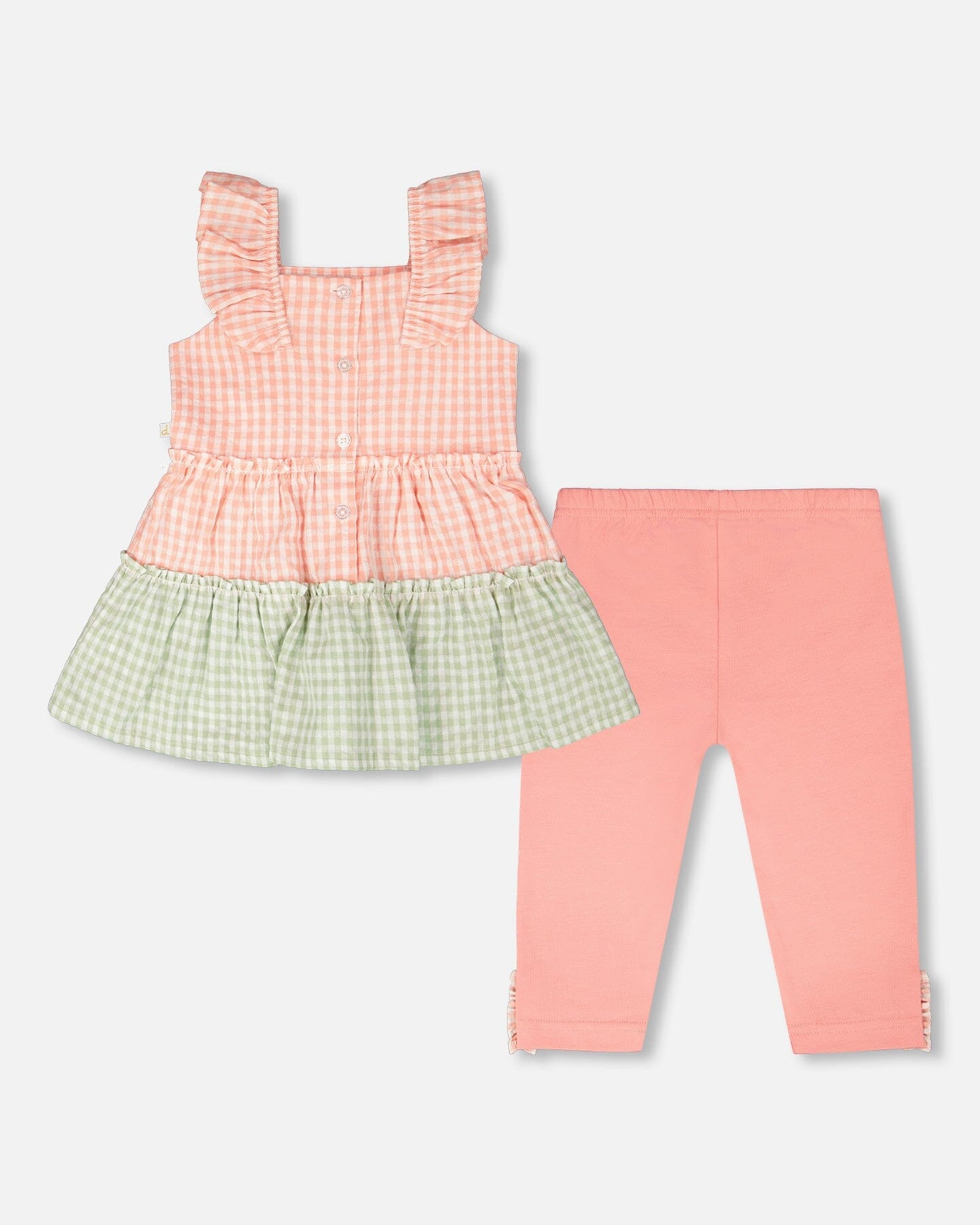 Tunic And Organic Cotton Capri Set Coral Gingham And Coral