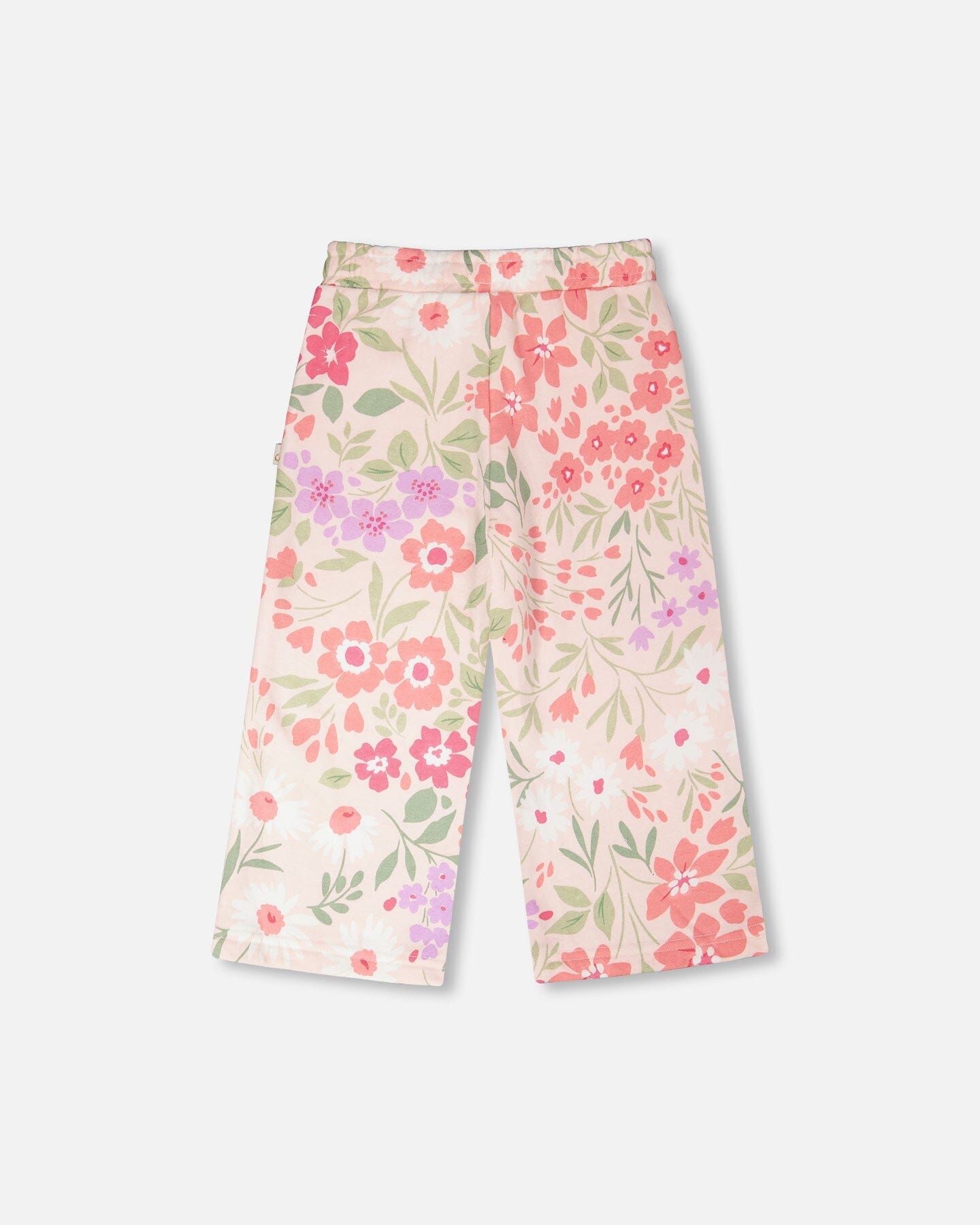 French Terry Pants Pink Printed Flowers