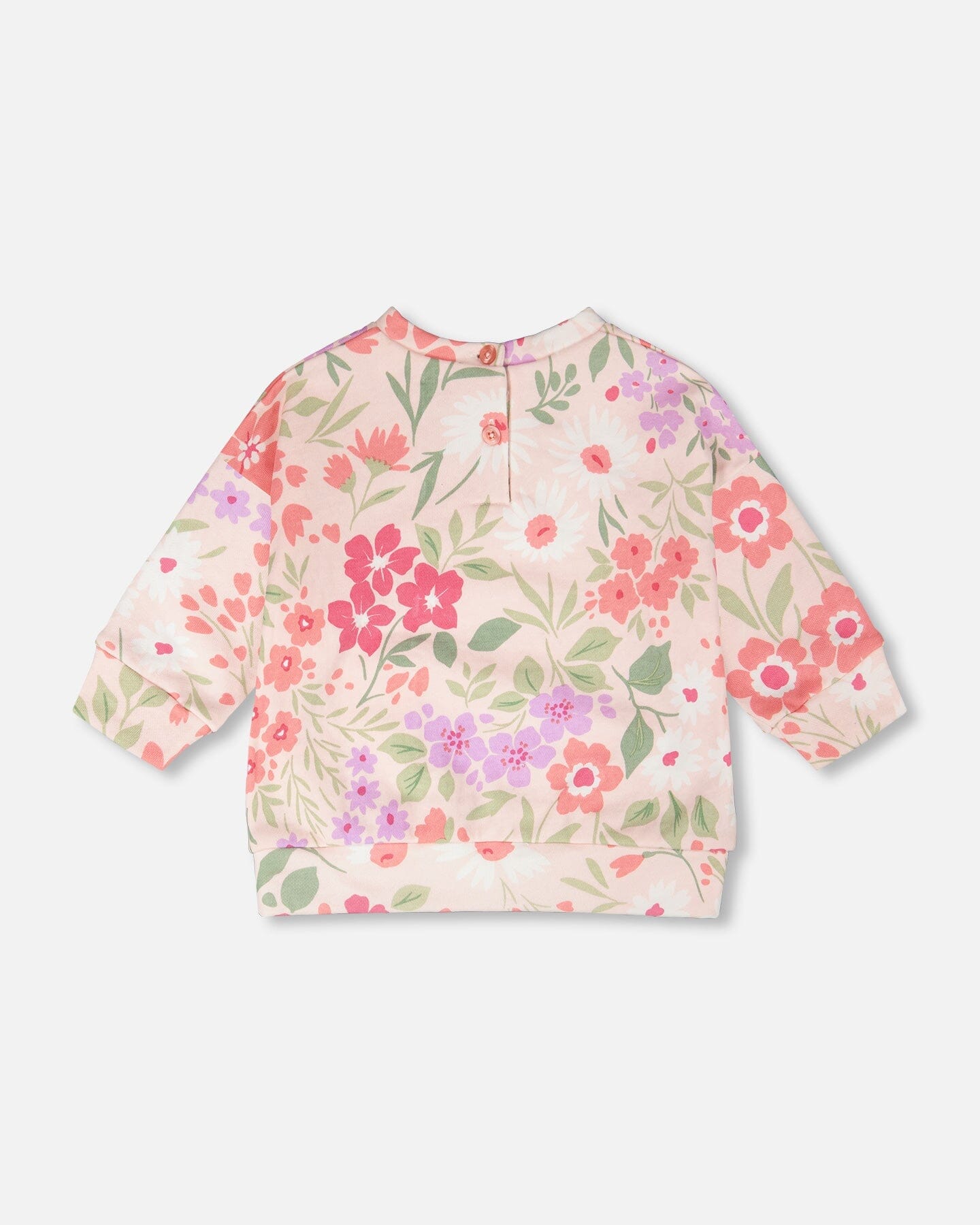 French Terry Sweatshirt Pink Printed Flowers