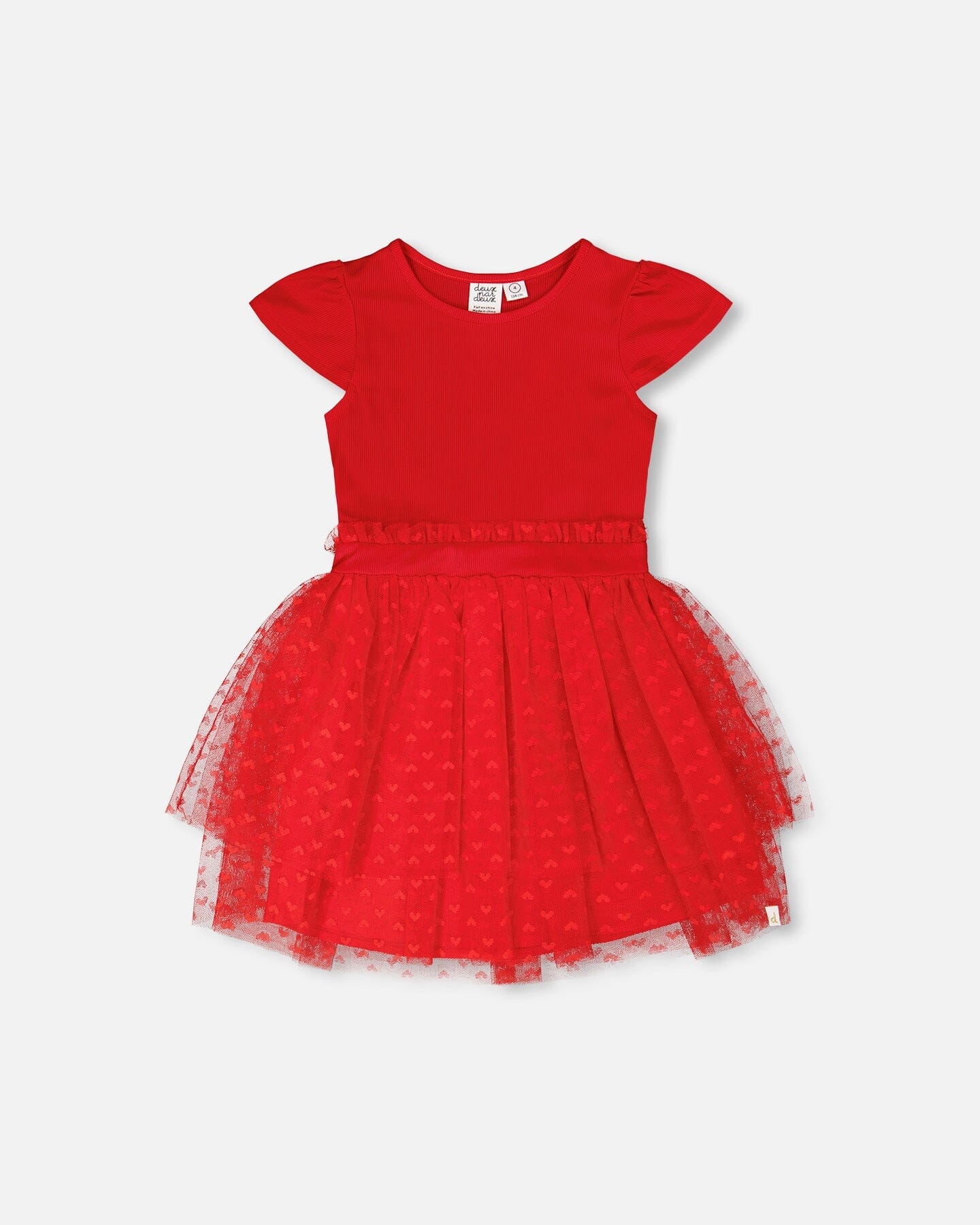 Bi-Material Dress Red