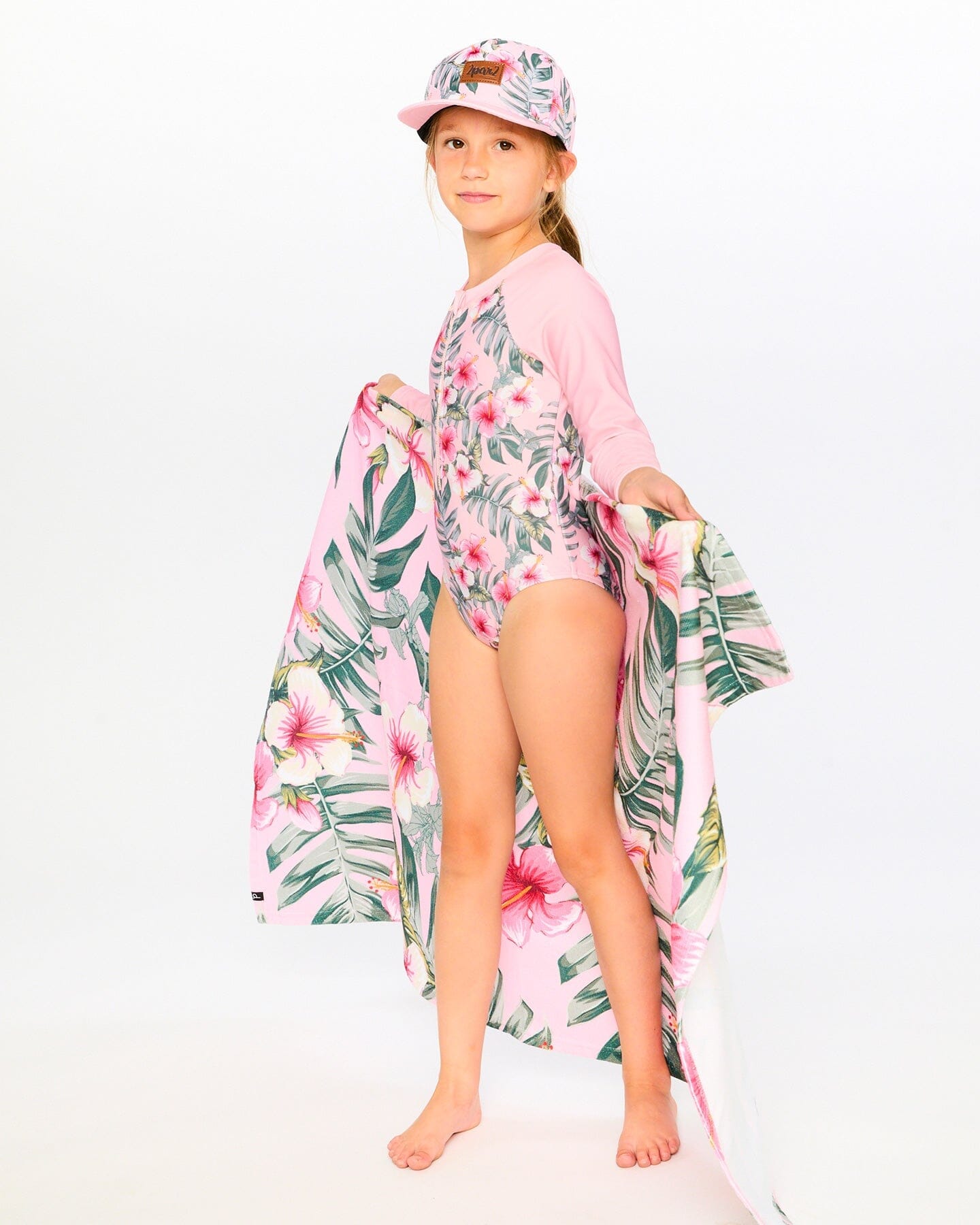 Beach Towel Pink Hibiscus Print