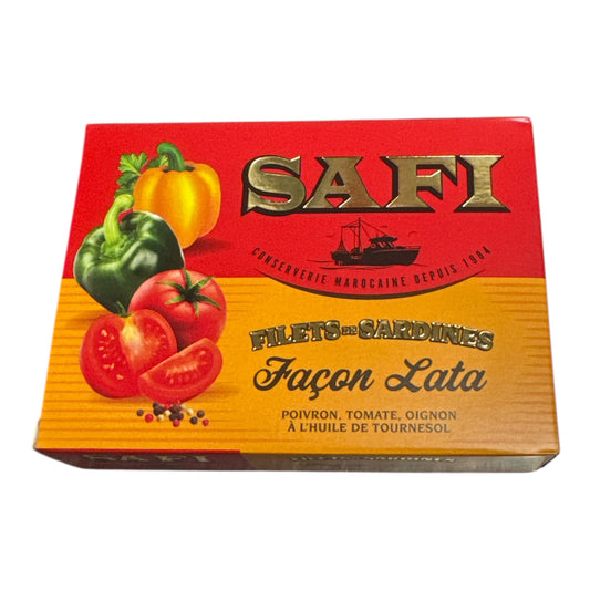SAFI Sardine Fillets – Lata Style (Peppers, Tomato & Onion in Sunflower Oil) - 105g