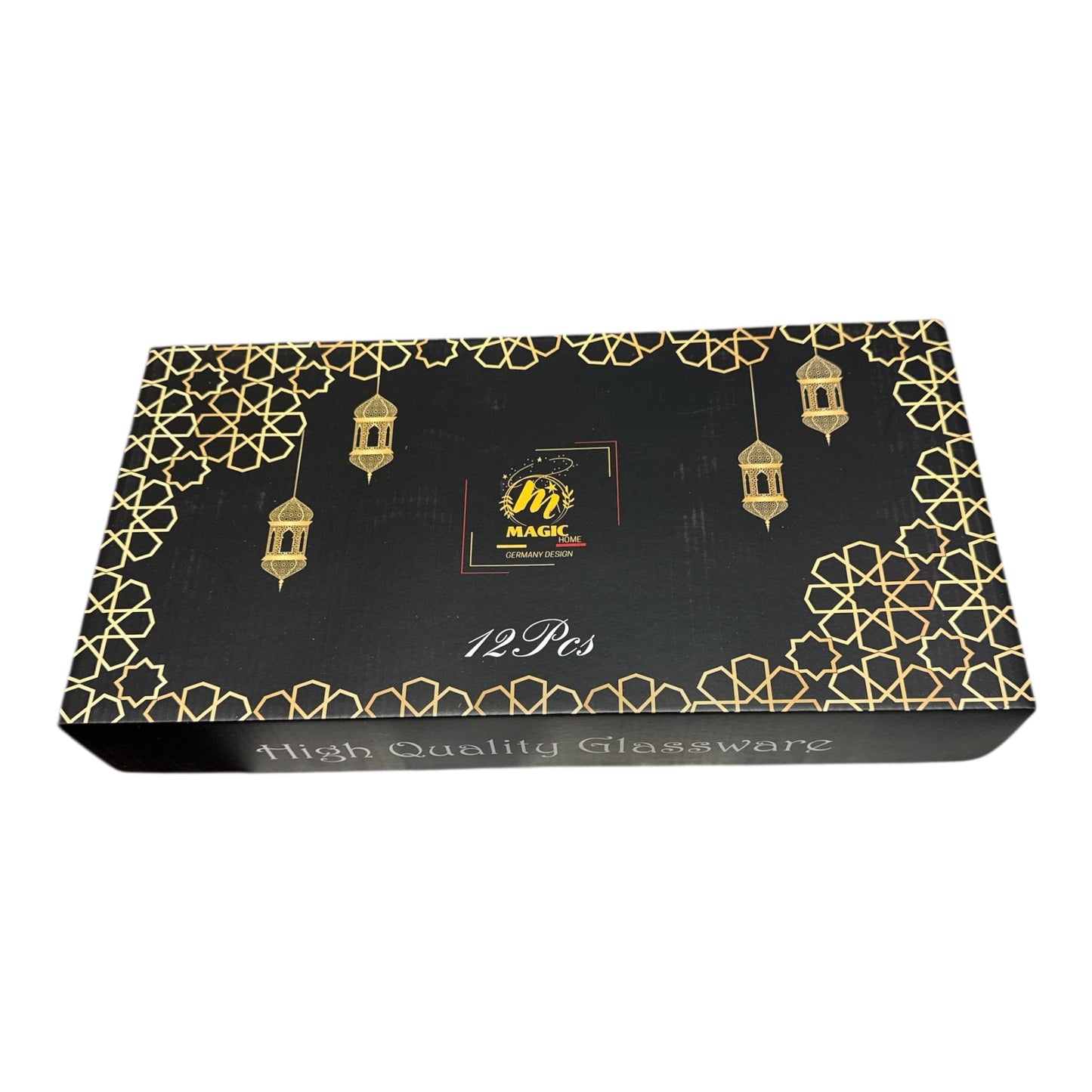 Magic Home Moroccan Tea Glass Set – 12 Pcs (Royal Golden Design)