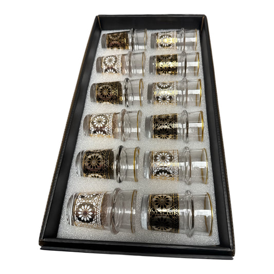 Magic Home Moroccan Tea Glass Set – 12 Pcs (Arabesque Design)