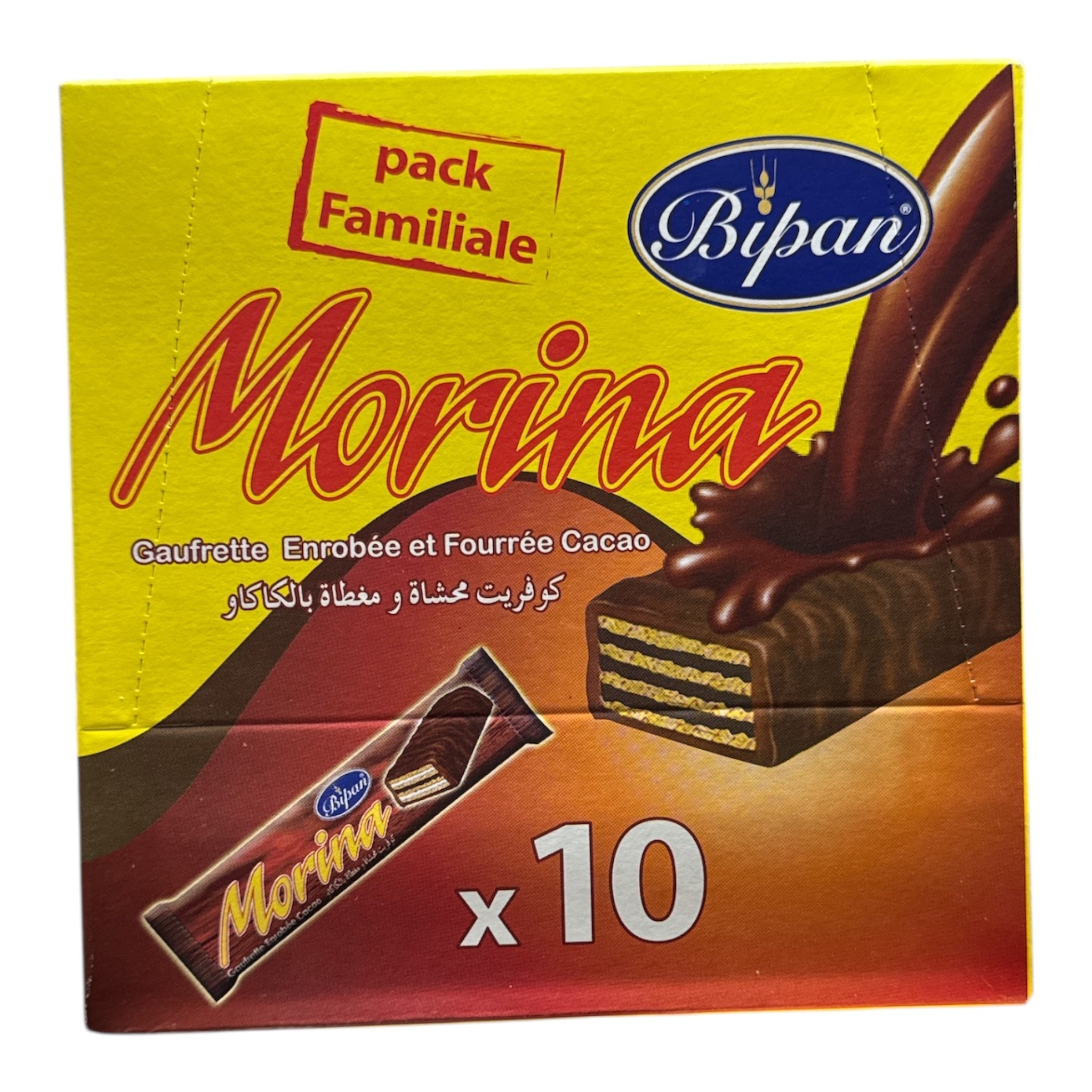Bipan Morina – Chocolate-Coated Wafer Bars (Pack of 10x22g) – HANOUTY.ca