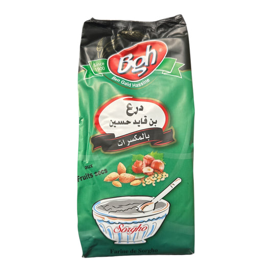 BGH Sorghum Flour with Mixed Nuts – 500g| Tunisian “Drou” aux Fruits Secs