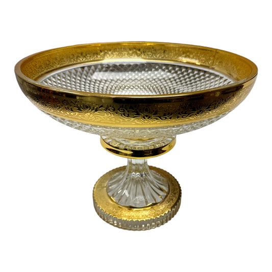 Mazyana Ornate Golden Glass Decorative Serving Fruit Bowl