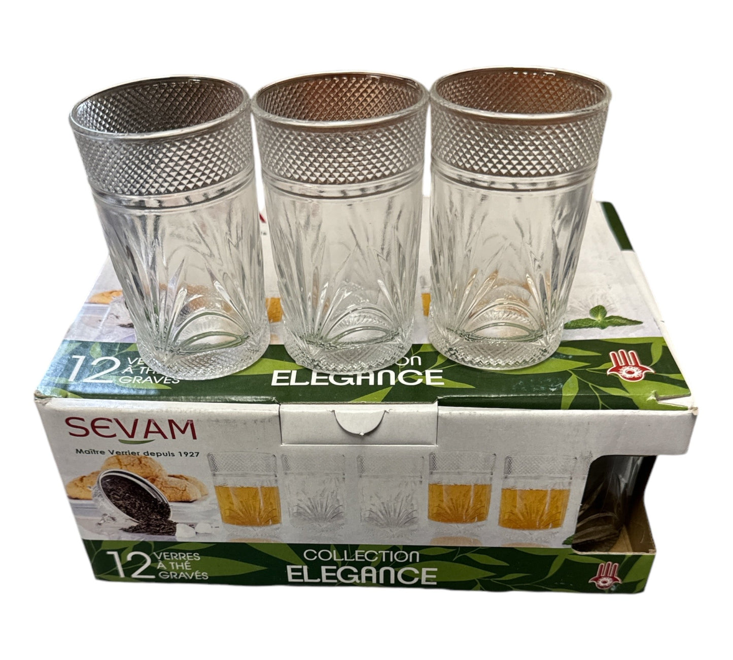 SEVAM Tea Cups Glasses Elegance 12Pack