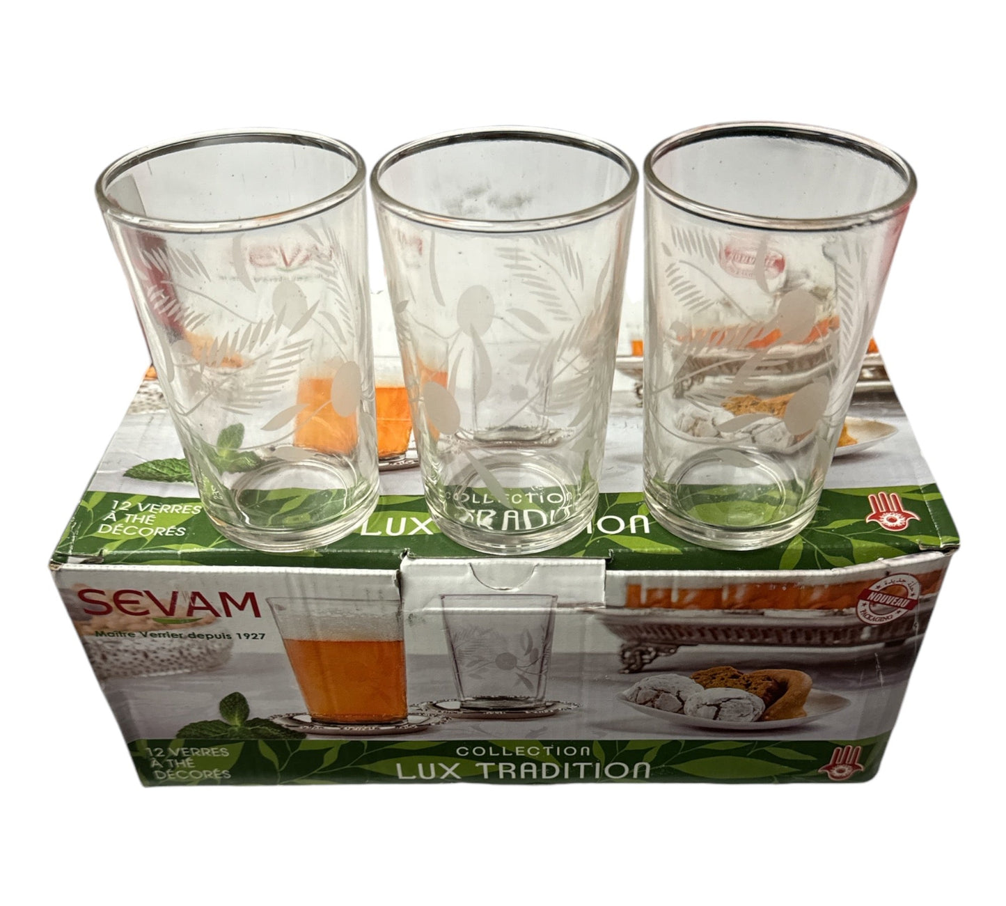 SEVAM Tea Cups Glasses Lux Tradition Anba 12Pack