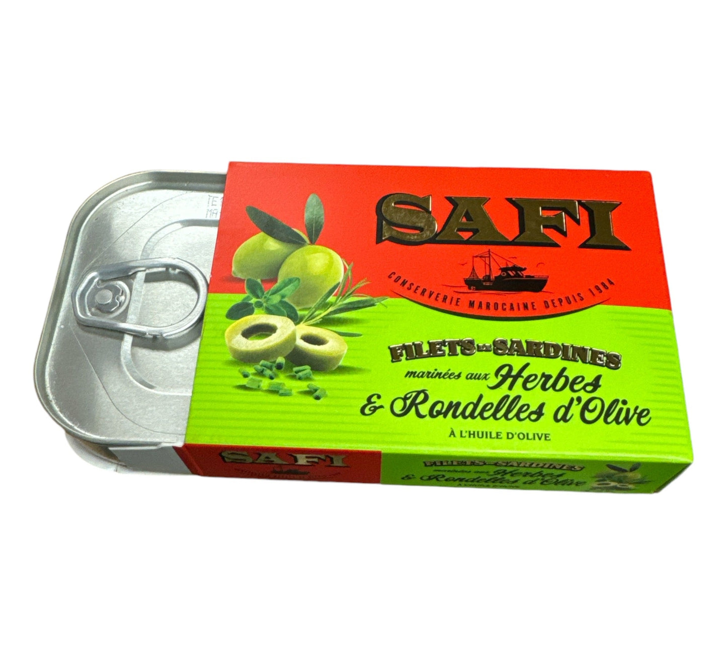 Safi Filets Sardine in Olive Oil with Herbes& slices green olives 105g