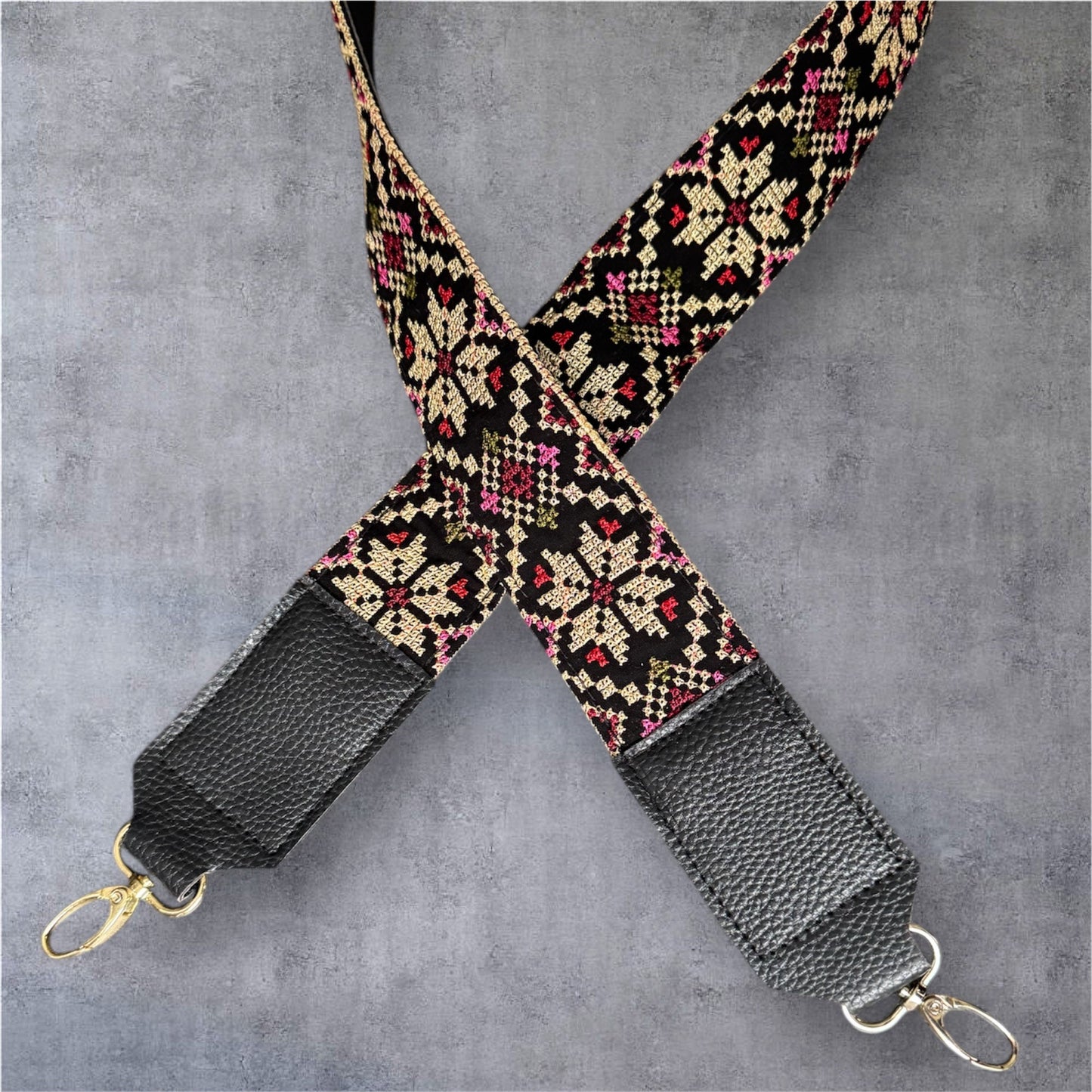 Tatreez Strap | Multipurpose Bag, Camera & Guitar Strap – Palestinian Embroidery Pattern