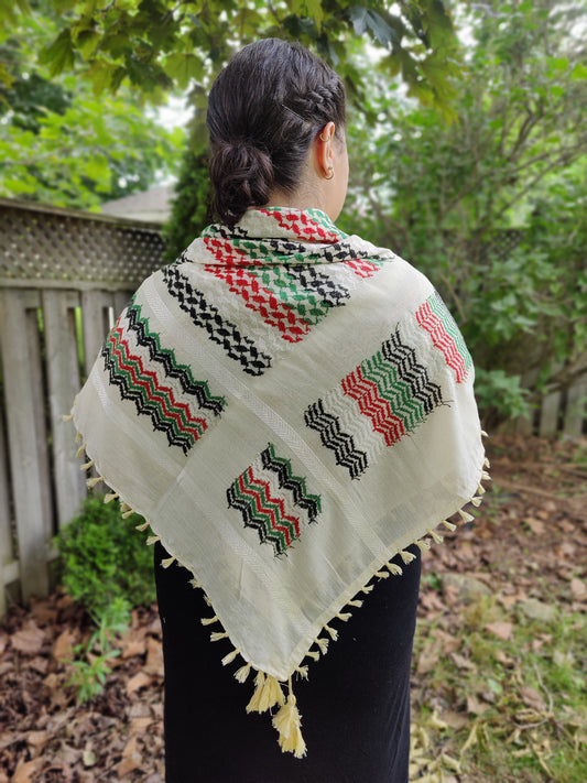 Elegant Beige Kufiya (Keffiyeh) | Made in Kashmir