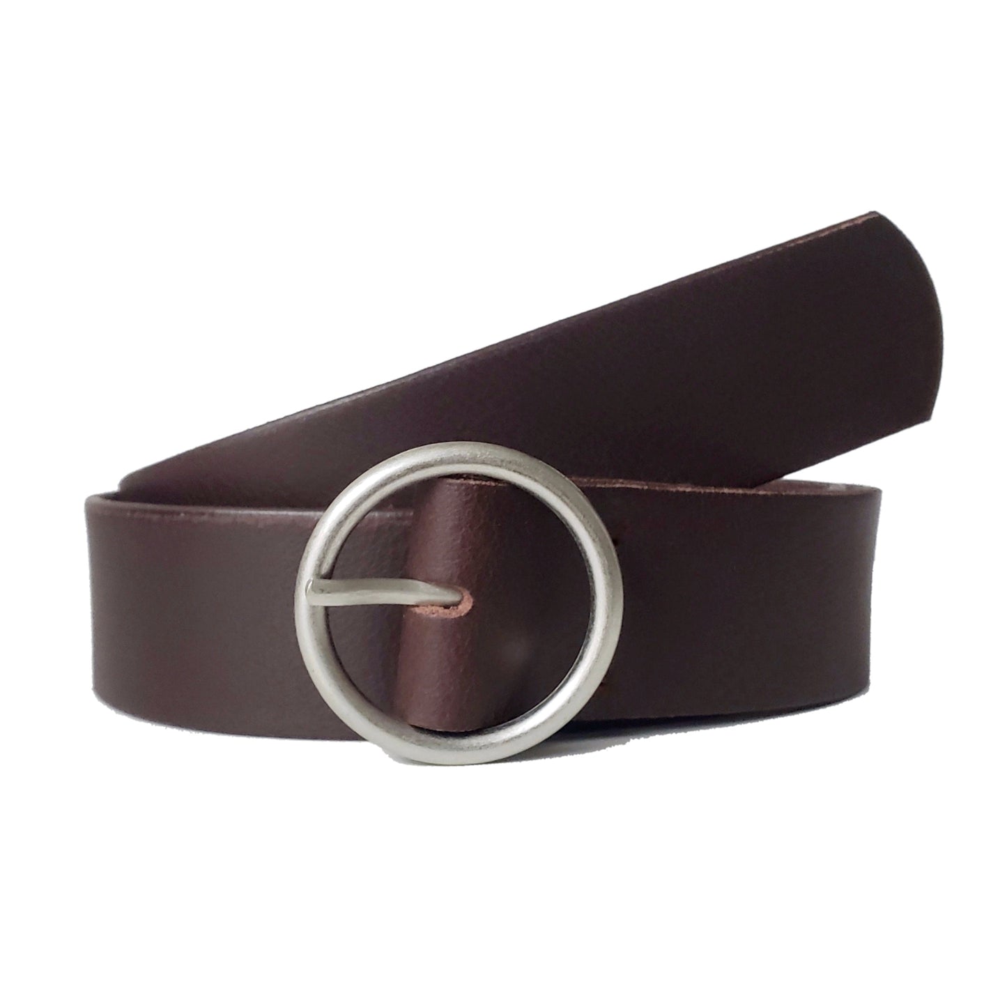 Sempre - Cognac Vachetta Leather Waist Belt with Circular Buckle - Made in Canada