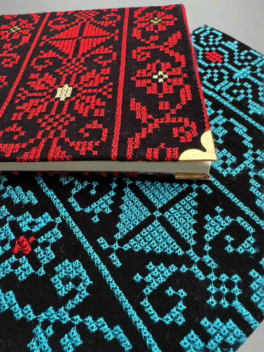 Tatreez Journal | Handcrafted Palestinian Notebook – Red & Teal Designs