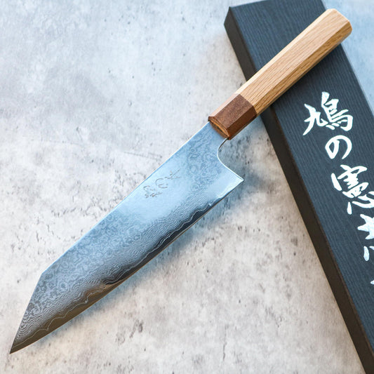 Kenshiro Hatono Ginsan Damascus Gyuto 210 mm Oak