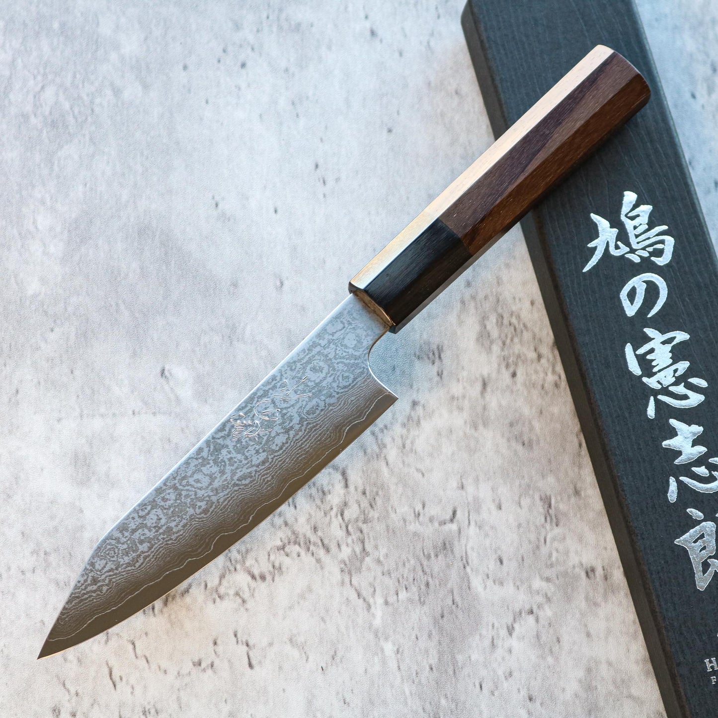 Kenshiro Hatono Ginsan Damascus Petty 135 mm Rosewood