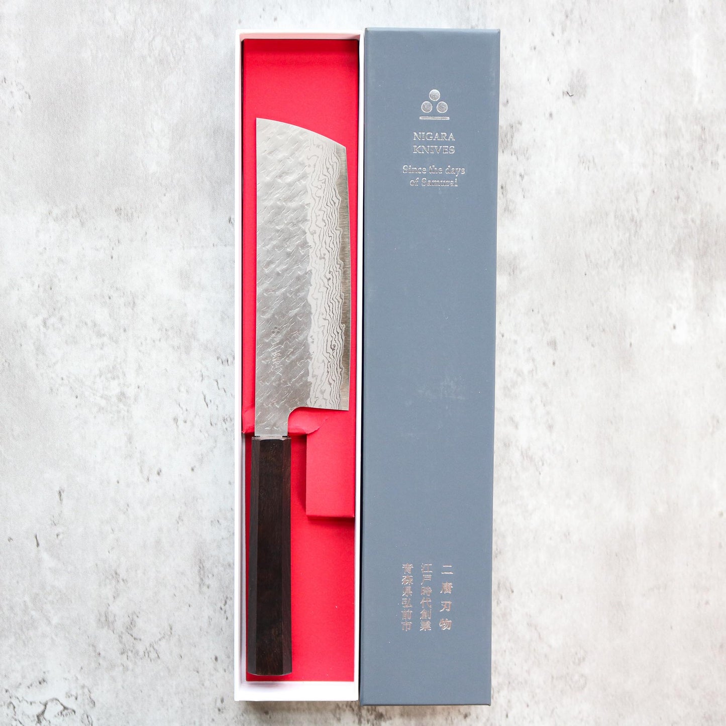 Nigara Hamono Tsuchime Damascus Nakiri 140mm