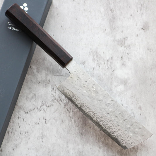Nigara Hamono Tsuchime Damascus Nakiri 140mm