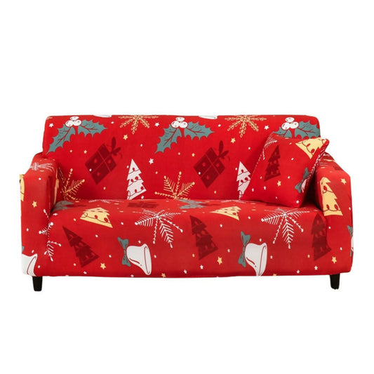 Anyhouz Sofa Cover Red Christmas Tree Gift Box Design Stretchable Non Slip Slipcover