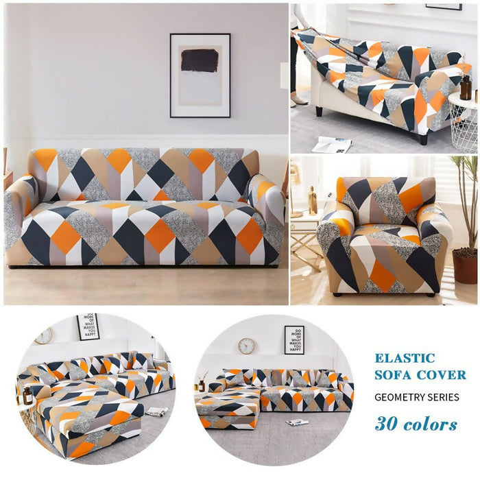 Anyhouz Sofa Cover White Gray Geometric Style and Protection For Living Room