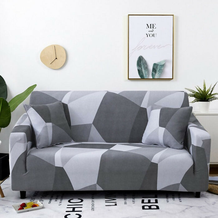 Anyhouz Sofa Cover White Gray Geometric Style and Protection For Living Room