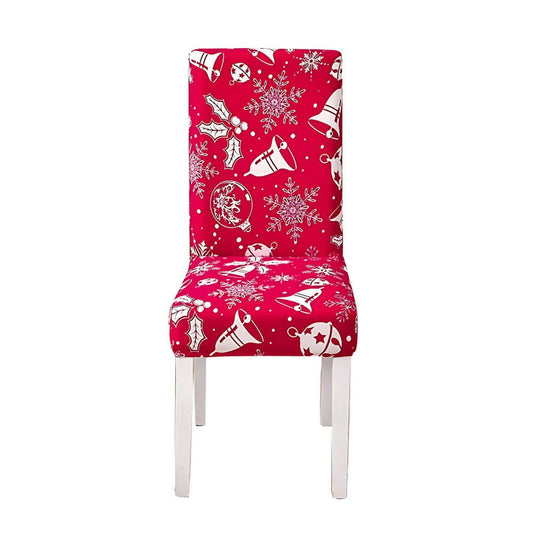 Anyhouz Chair Cover Red Christmas Bell Design Stretchable Dining Slipcover