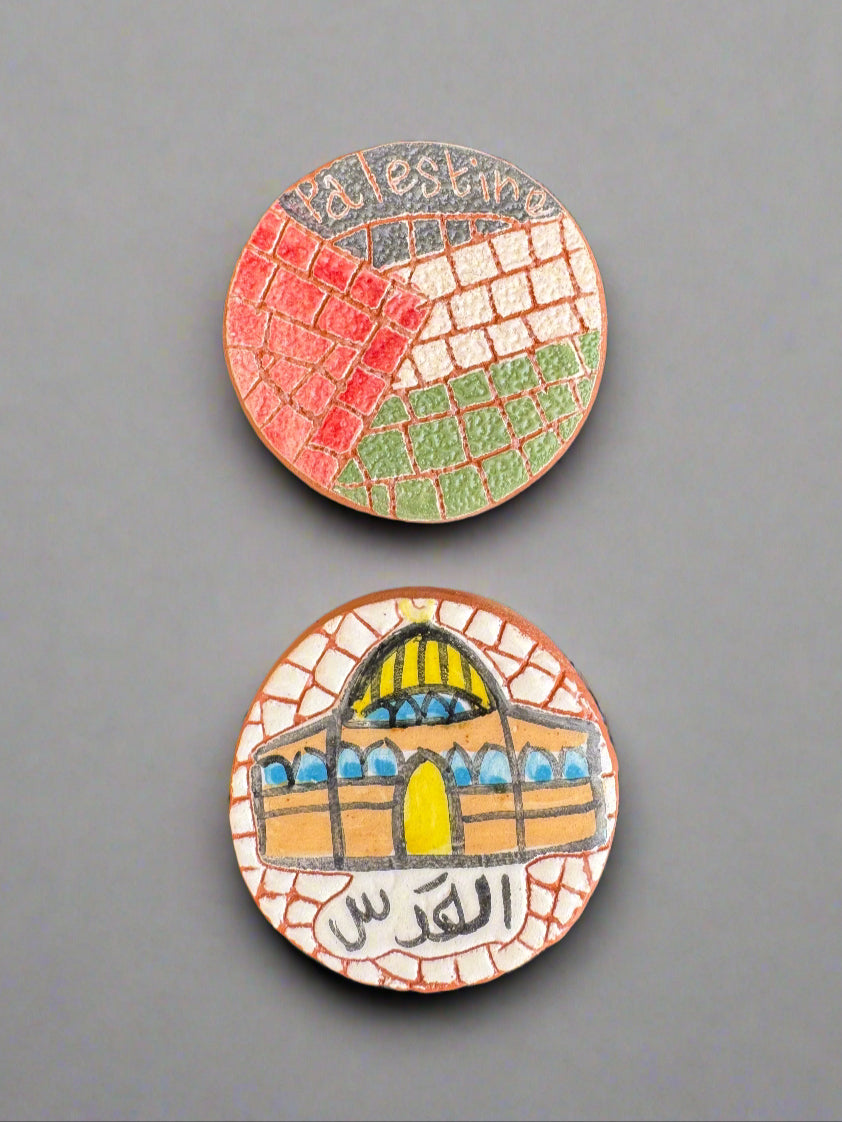 Handcrafted Mosaic Palestine Map Magnets – 4 Unique Variations