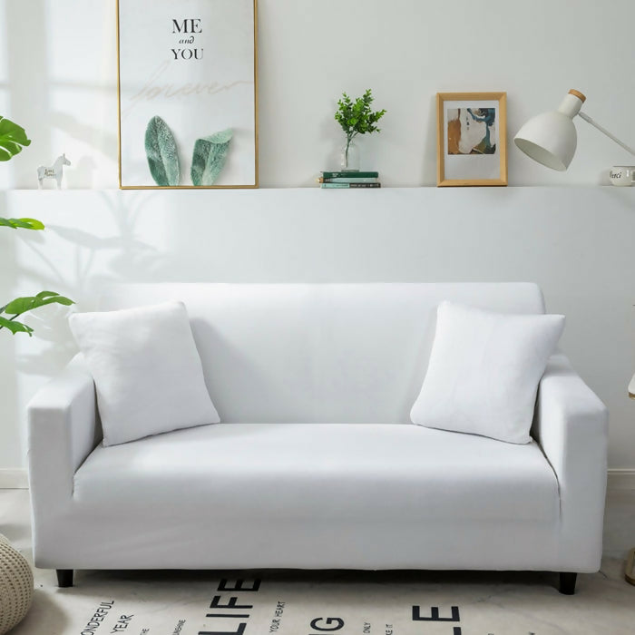 Anyhouz 4 Seater Sofa Cover Plain White Style and Protection