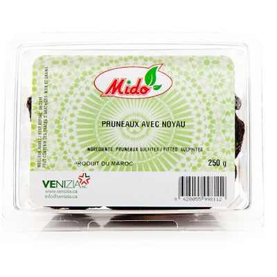 MIDO PRUNEAUX AVEC NOYAUX 250gr BOITE
