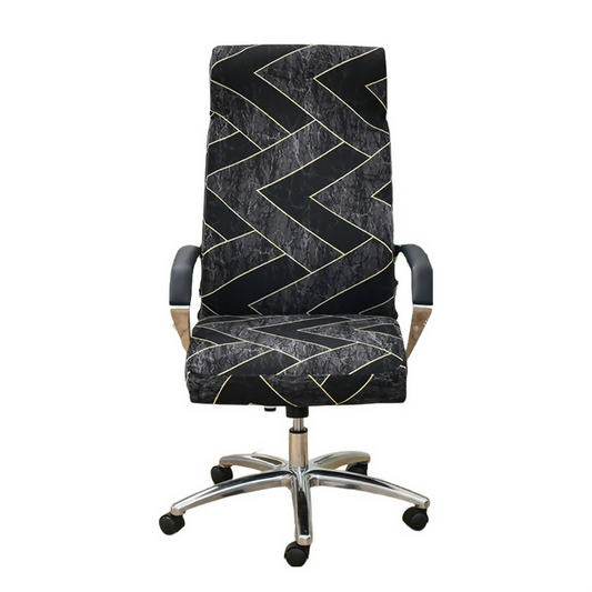 Anyhouz Office Chair Cover Black Dark Gray PatternNon-Slip Rotating Seat