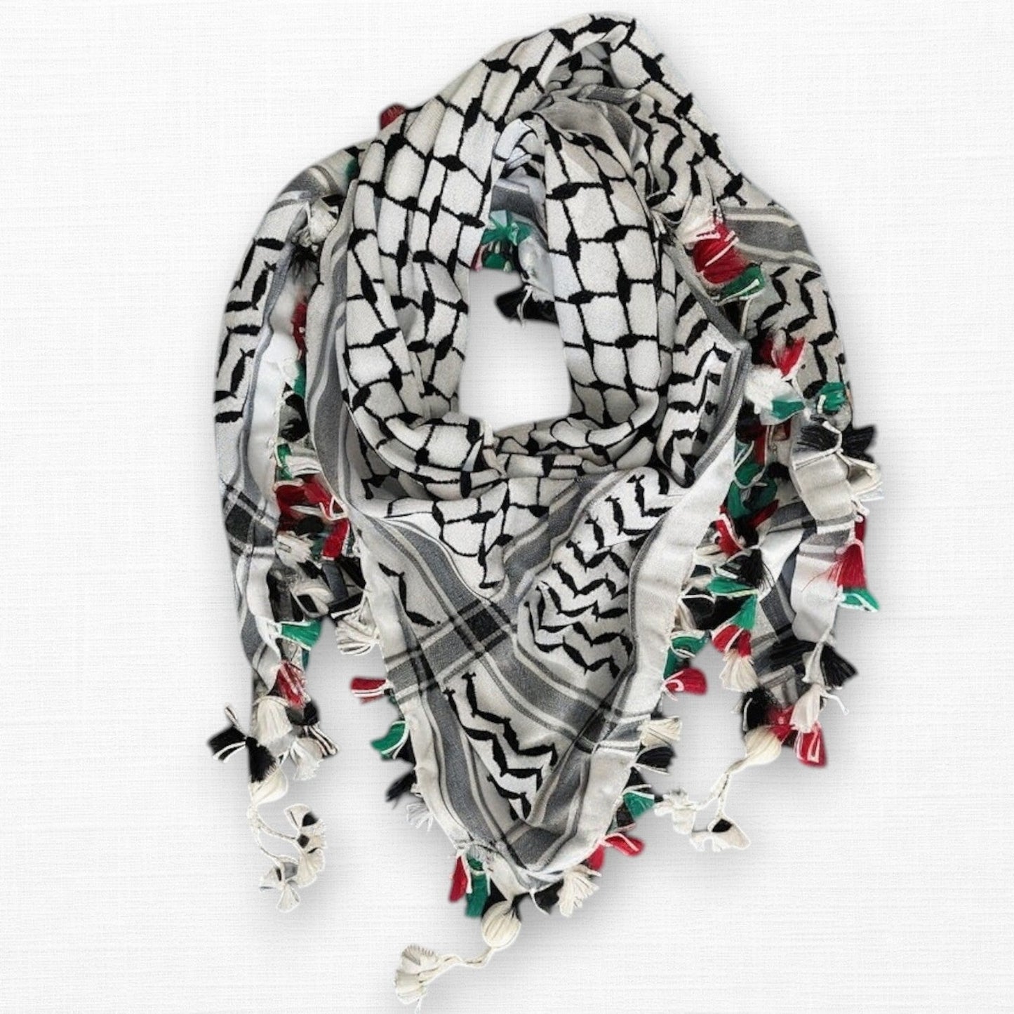 Kufiya royale (keffieh) | Drapeau à pompons faits main
