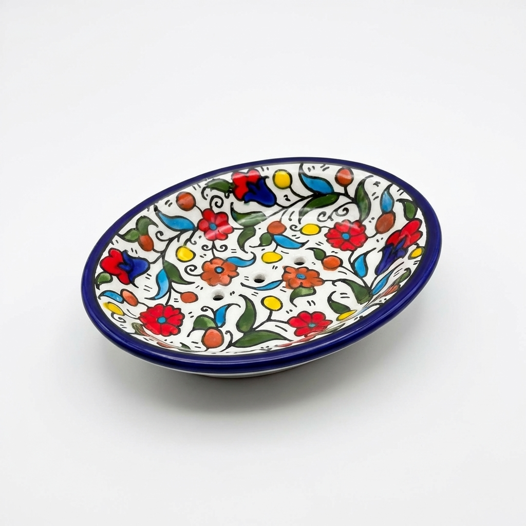 Ceramic Soap Dish – Hand-Painted in Palestine