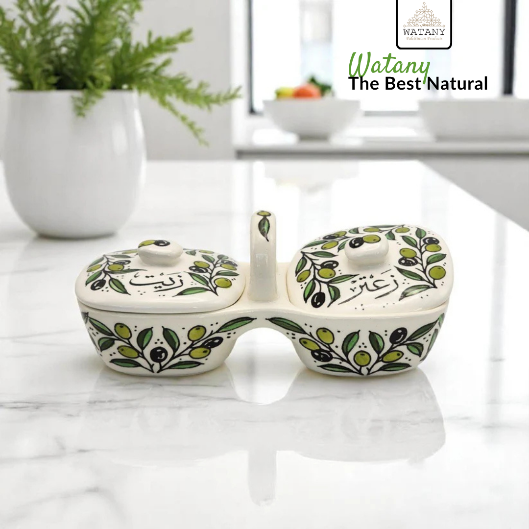 Olive Oil and Zaatar Plates Set 12×11.5×23.5 cm