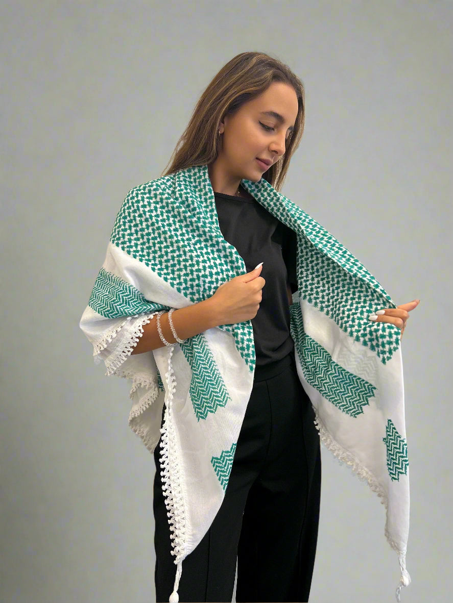 Bold Green Kufiya (Keffiyeh) | Made in Jordan
