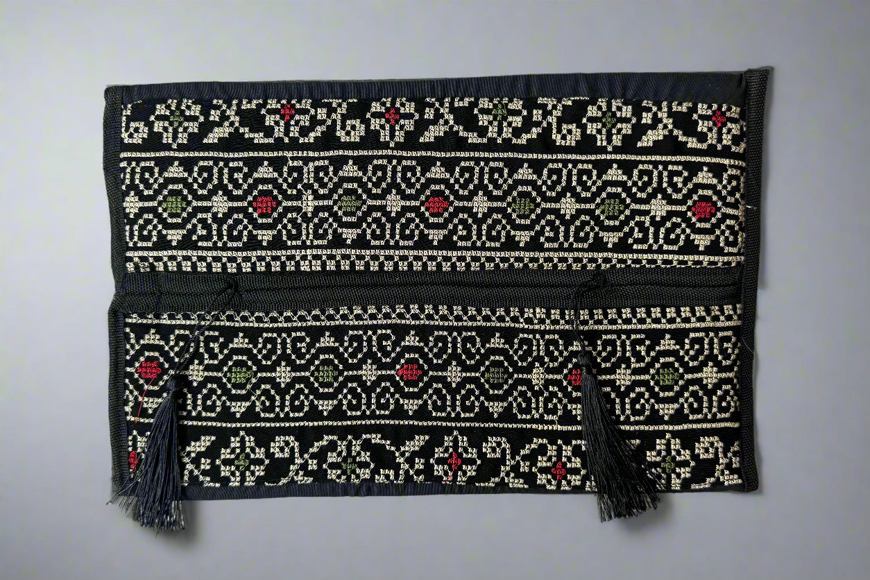 Tatreez Tissue Box | Red, Gold & Teal – Handcrafted Fabric Cover Made in Jordan