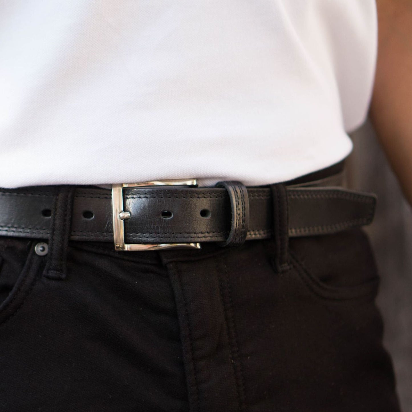 The Milestone Belt - Black Formal 100% Real Leather Belt
