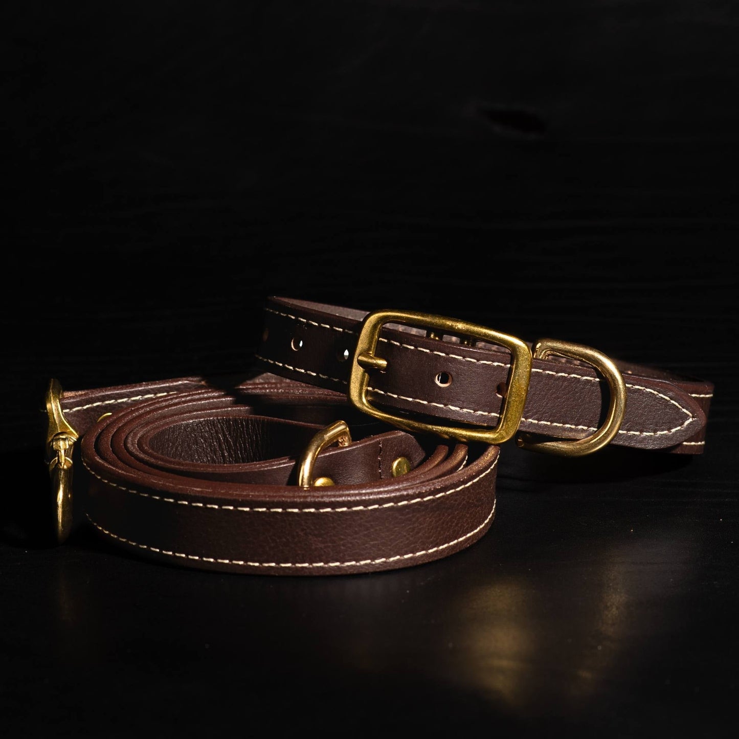 Trailblazer - Cognac Premium Leather Dog Leash and Collar Set