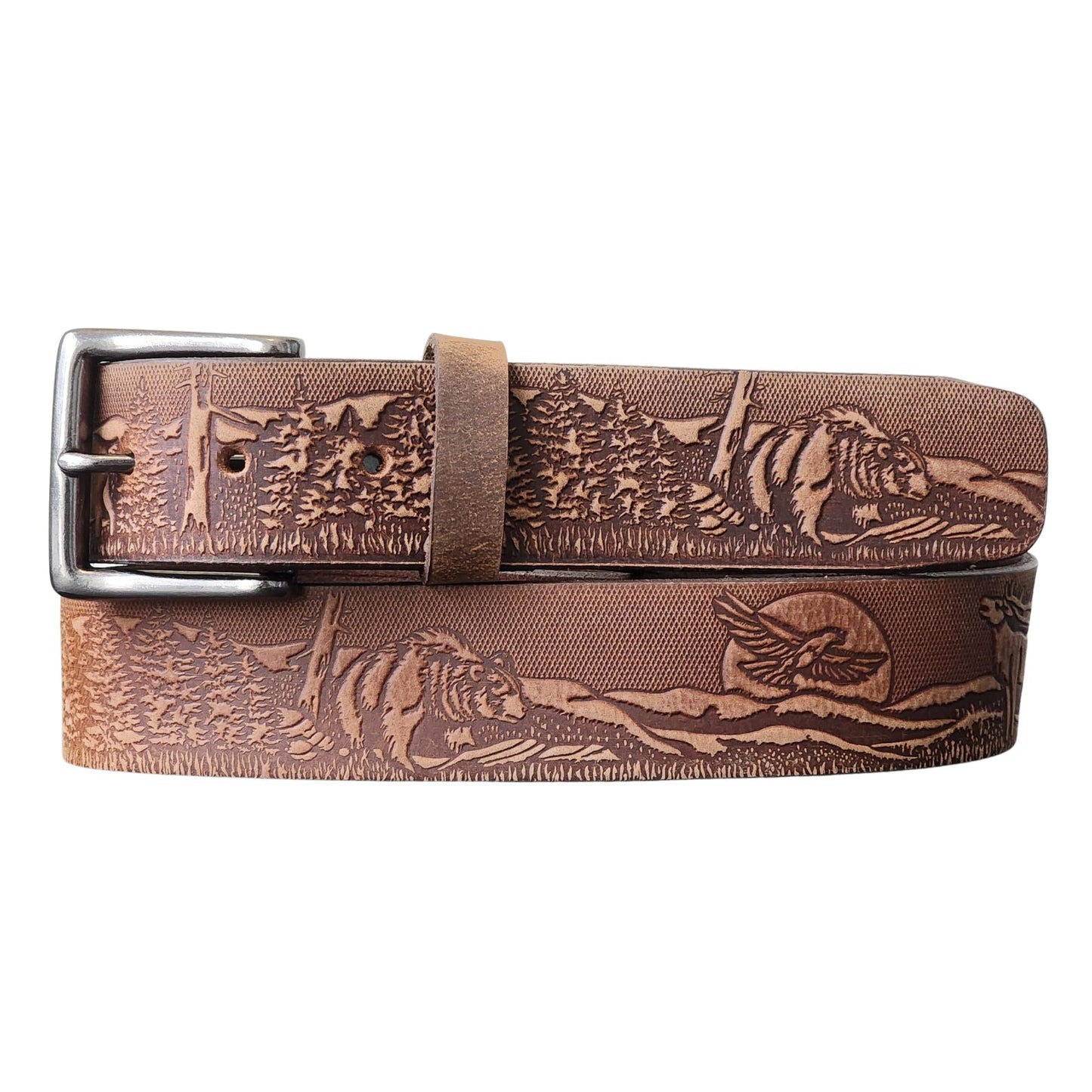 The Wildlife Belt - Black Embossed Full Grain Leather Belt Made in Canada