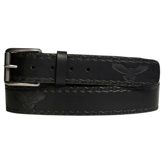 The Eagle Belt- Black Chain Link Embossed 100% Real Leather Belt