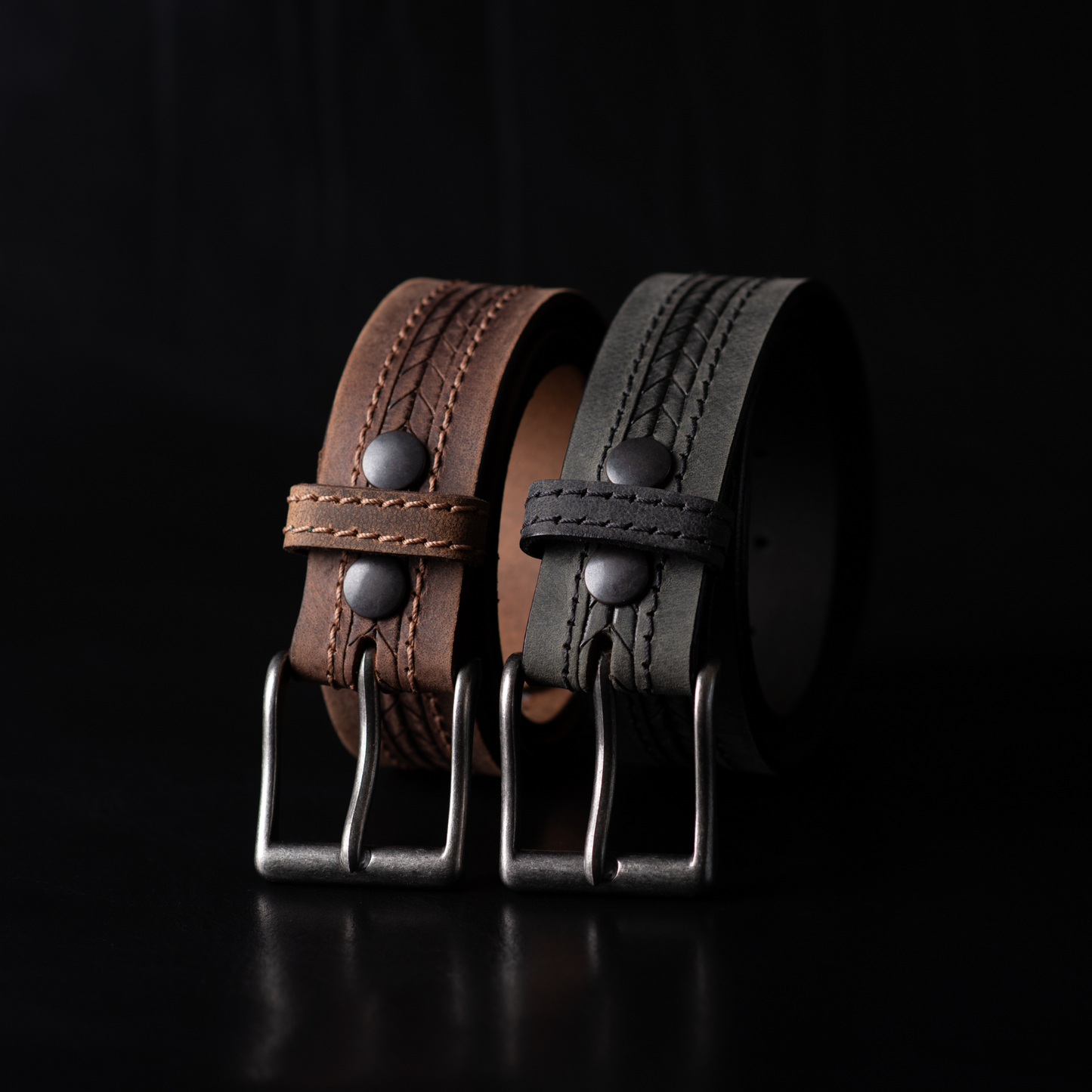 Brown Arrow Patterned 100% Real Distressed Leather Belt