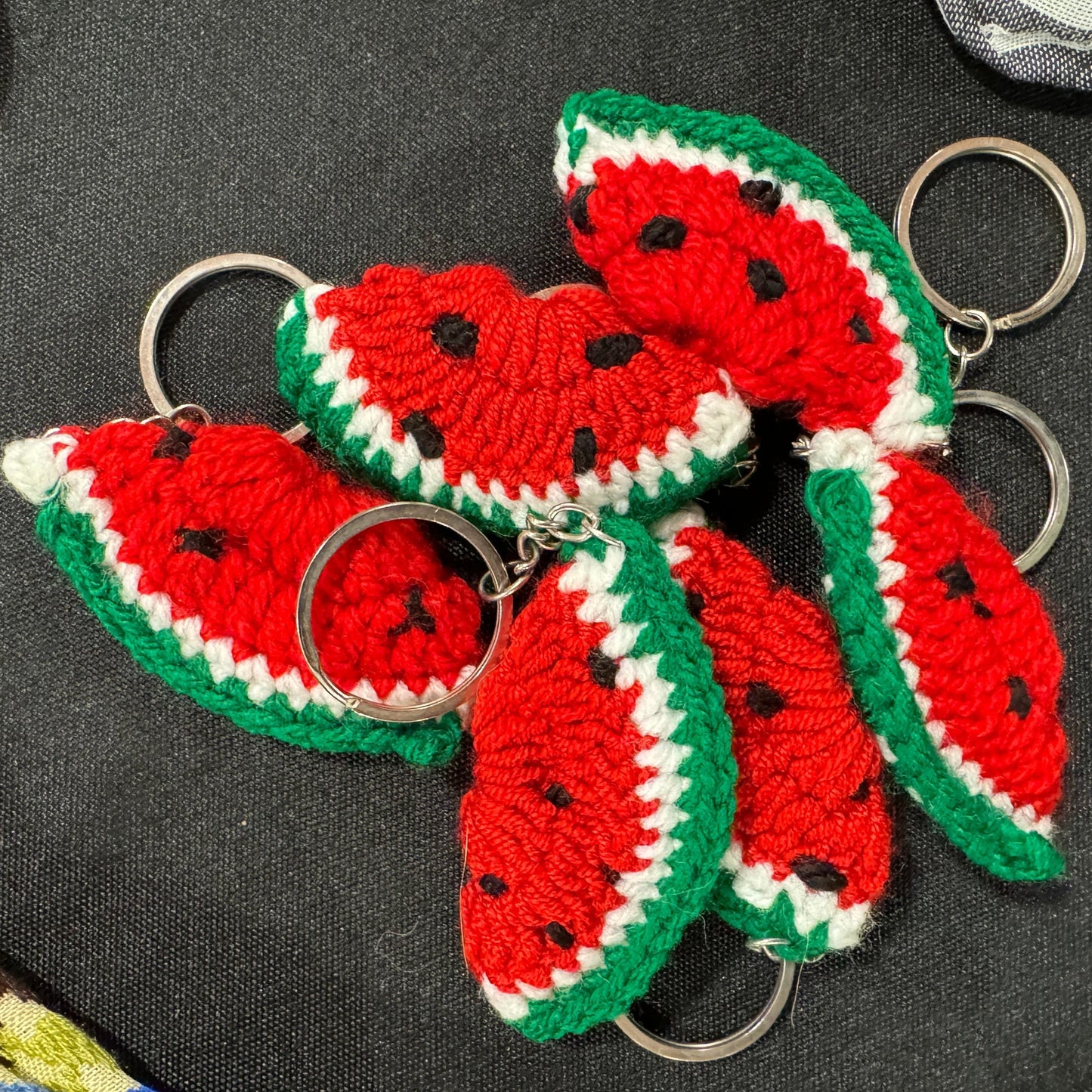 Watermelon Crochet Accessories | Keychain & Pin – Handmade in Jordan