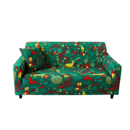 Anyhouz Sofa Cover Green Christmas Reindeer Design Slipcover