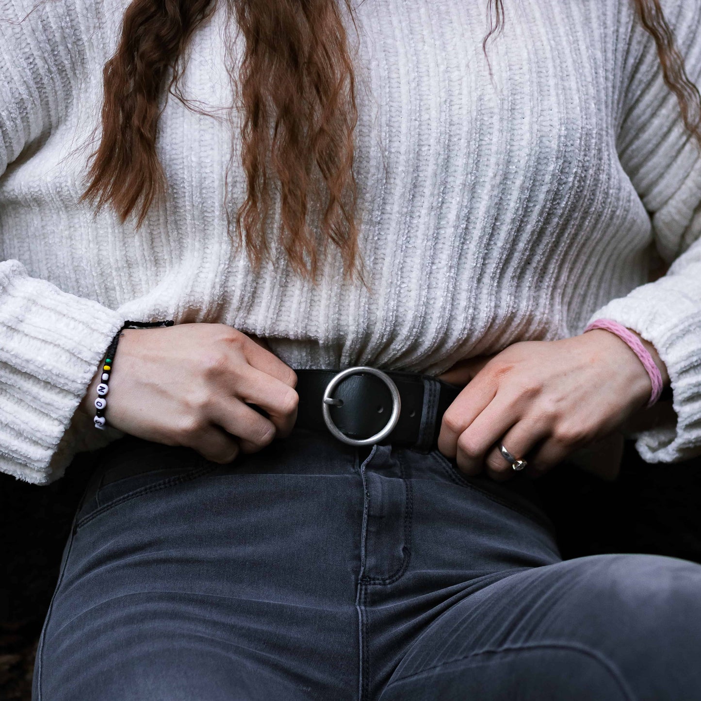 Sempre - Brown Vachetta Leather Waist Belt with Circular Buckle - Made in Canada