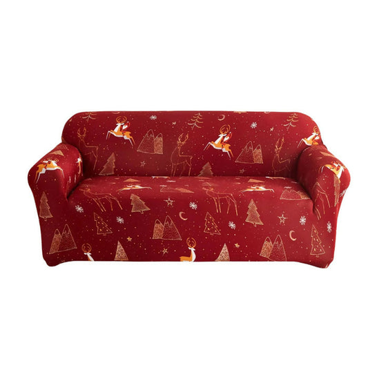 Anyhouz Sofa Cover Maroon Christmas Design Non Slip Stretchable Slipcover